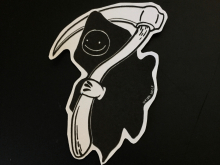 GrinReaperSticker Grim Reaper with Smiley Face Sticker